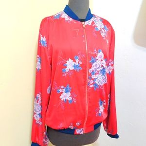 Forever 21 Women's Stand Neck Floral Print Jacket